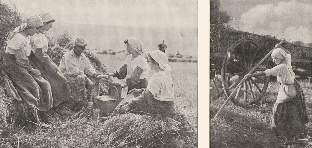 FRANCE. En Picardie. Repas des Moissonneurs; Exploitation Rurale 1900 print